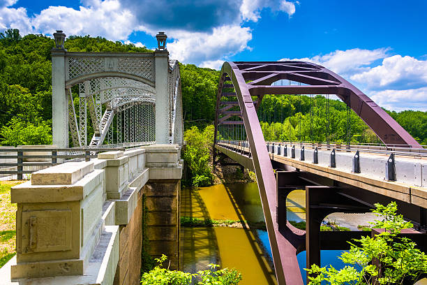 Bridges over Loch Raven Reservoir, in Baltimore, Maryland. stock photo