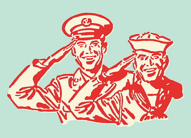 отдать честь матрос и капитан из темно-синий - saluting sailor armed forces men stock illustrations