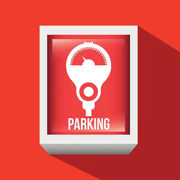 Vector illustration of Parking design over red background vector illustration