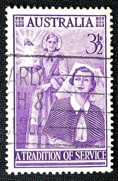 australian selo postal, 1955 - australia postage stamp florence nightingale old imagens e fotografias de stock
