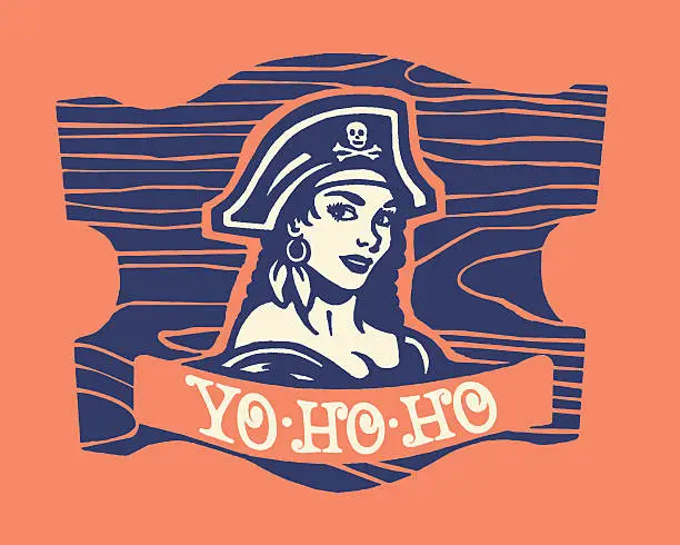 Vector illustration of Yo Ho Ho Female Pirate