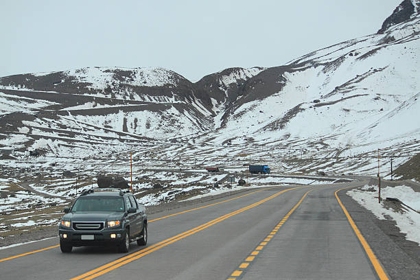 international road between Santiago and Mendoza near border of Argentina and Chile