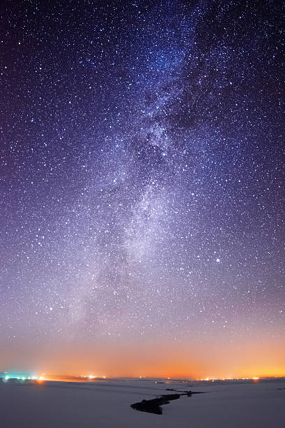 Milky Way over the country lights