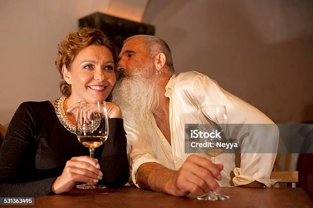Mature Couple In Winery Cellar Stock Photo - Download Image Now - 2015, Active Seniors, Adult