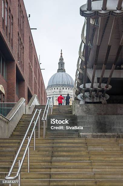 Man In Red Jacket Near St Pauls Catherdral Stock Photo - Download Image Now - 2015, Adult, British Culture