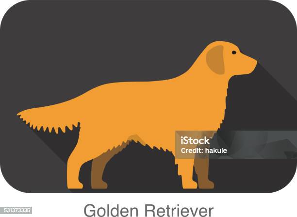 Golden Retriever Walking Flat 3d Icon Design Stock Illustration - Download Image Now - Golden Retriever, Dog, Illustration