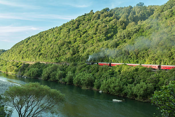 Steam Train passing though the Manawatu Gorge.