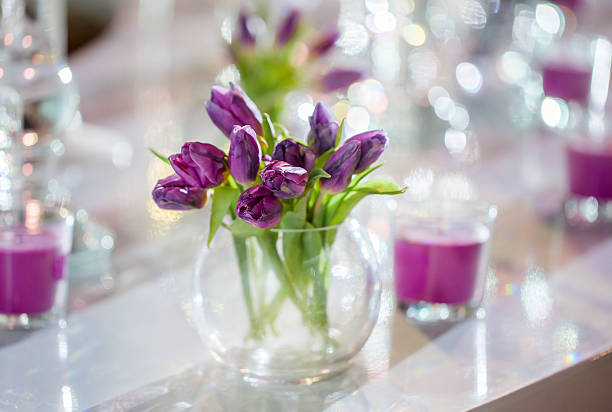 Bouqet of violet tulips stock photo
