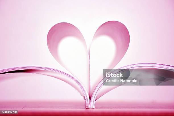 Beautiful Pink Heart Shape Of Book Pages Stock Photo - Download Image Now - 2015, Abstract, Art