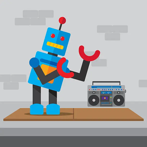 Vector illustration of Robot Breakdance