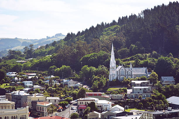 Dunedin-Nowa Zelandia stary Kościół Miasto Krajobraz – zdjęcie