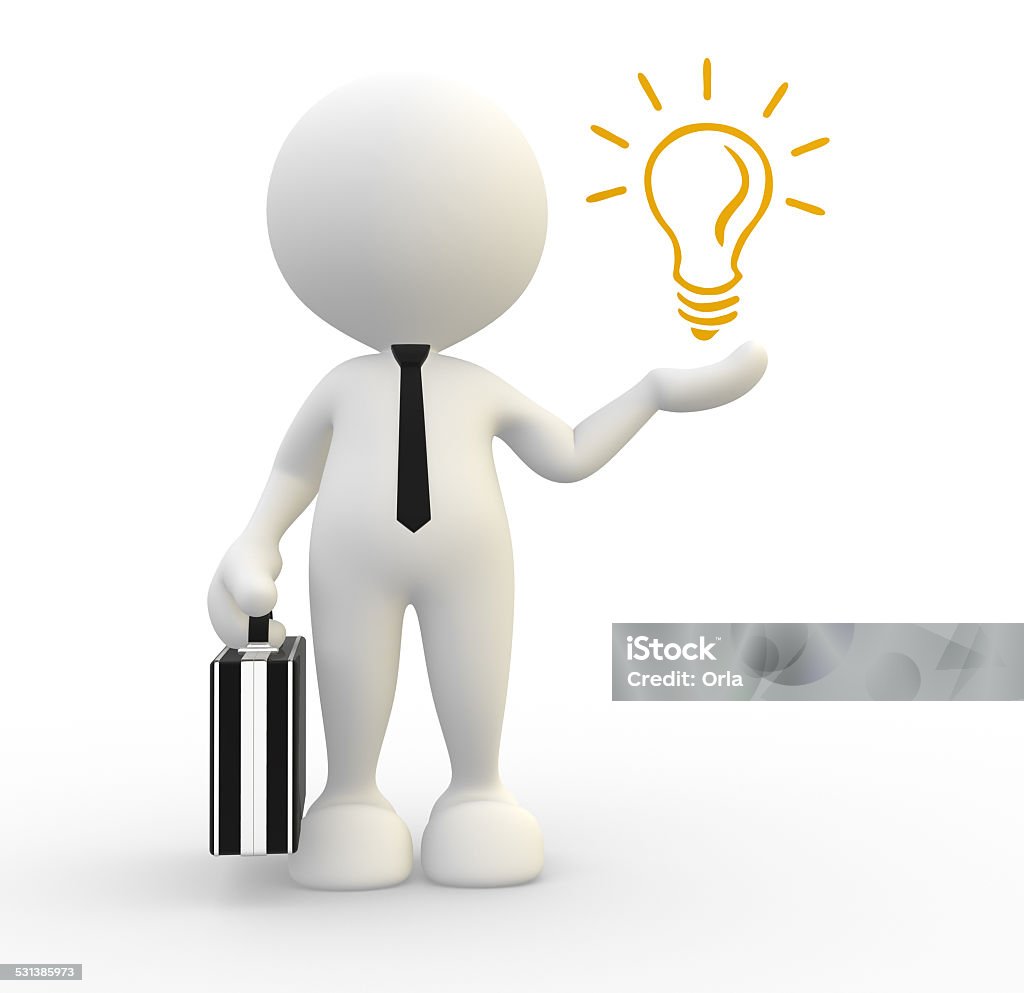 Light bulb 3d people - man, person with a light-bulb 2015 Stock Photo