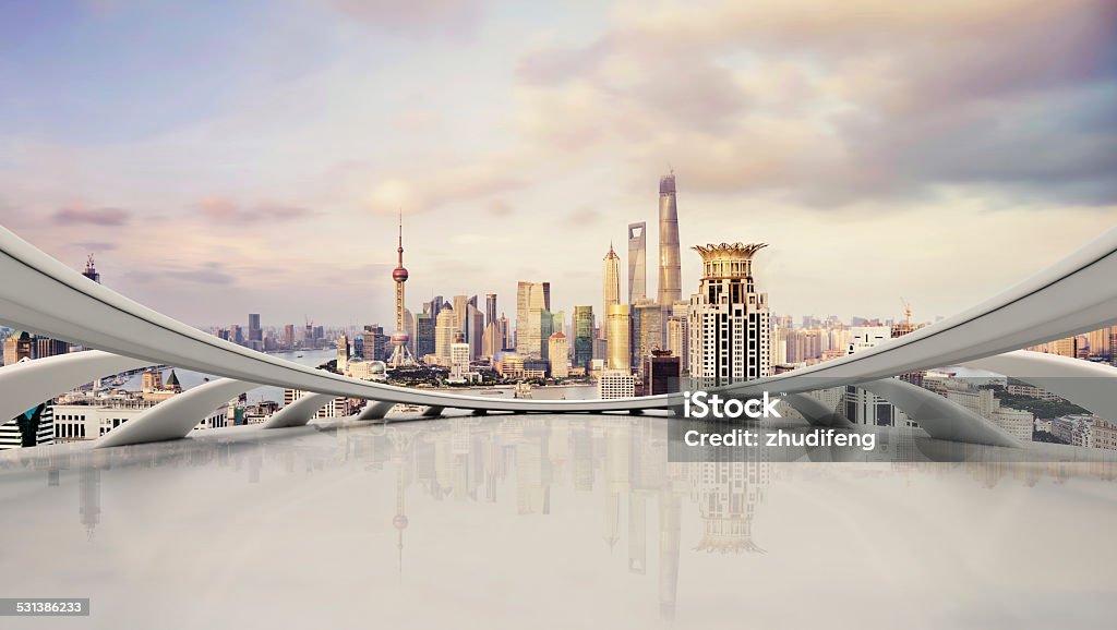 modern city skyline,traffic and cityscape in Shangha,China Shanghai Stock Photo