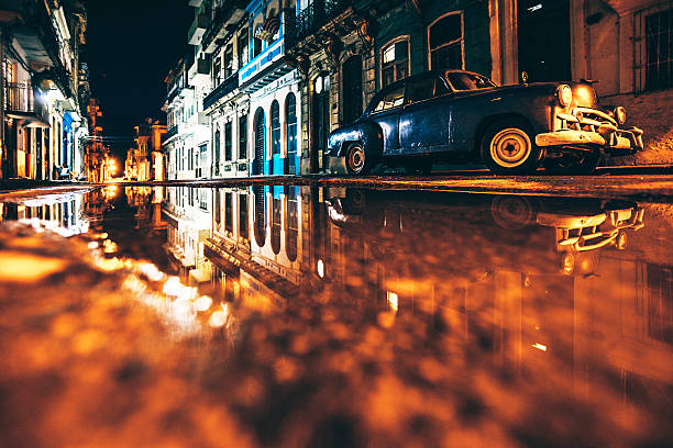 Wet streets reflections after rain.