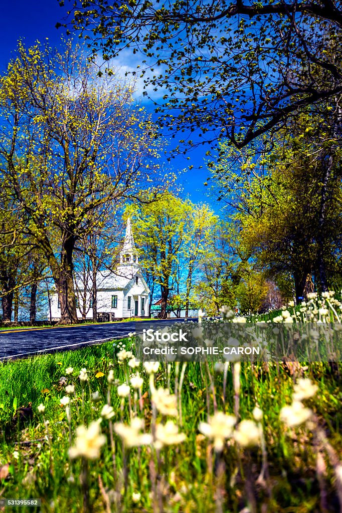 Chapel and wildflowers Architecture Stock Photo