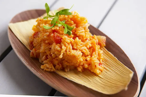 Achiote rice with cardigan