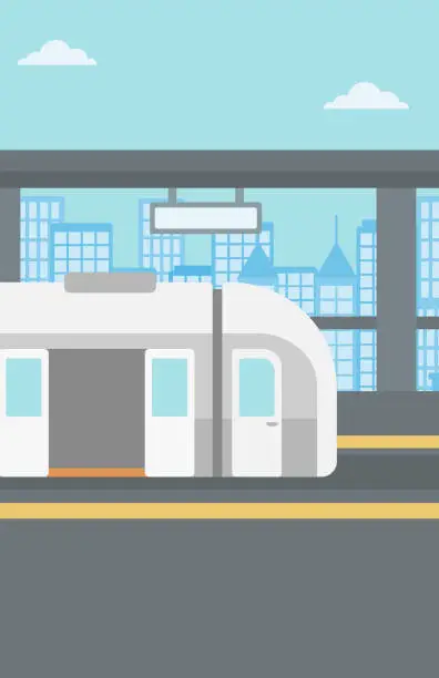 Vector illustration of Background of modern train at the station