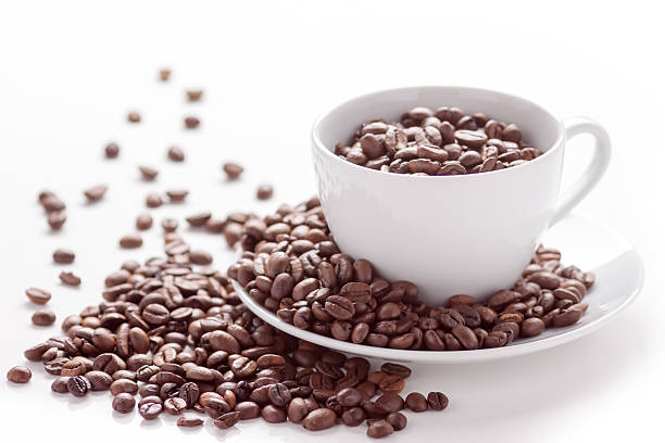 cup of coffee beans stock photo