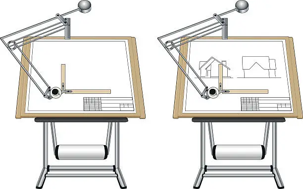 Vector illustration of Panel board with blueprint