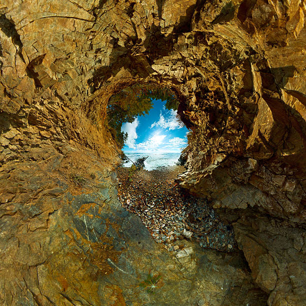 little planet trees and water. baikallittle planet trees and water. baikal stereographic