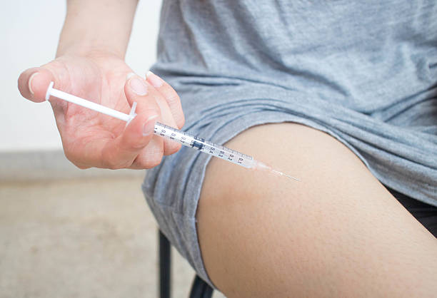 istock Insulin injection to himself , diabetes uncontrol 531400836