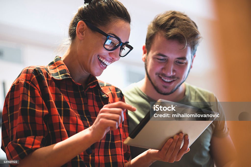 Surfing the net and having fun Sharing Stock Photo