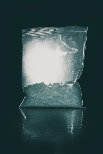 A shadowy bag of drugs
