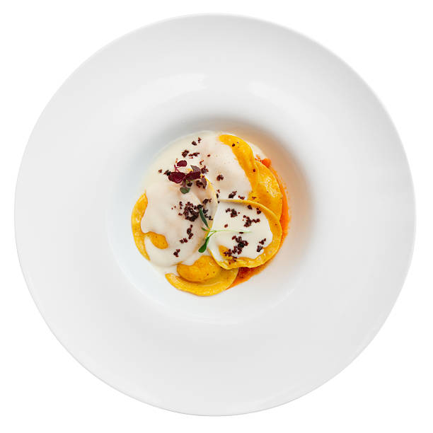 istock Ravioli with polenta isolated on white 531402203