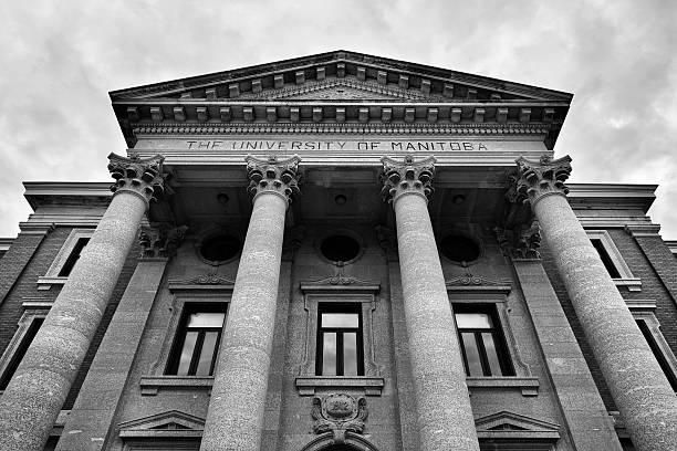 University Of Manitoba Image featuring the Administration Building from the University Of Manitoba.  Monochrome image. manitoba photos stock pictures, royalty-free photos & images