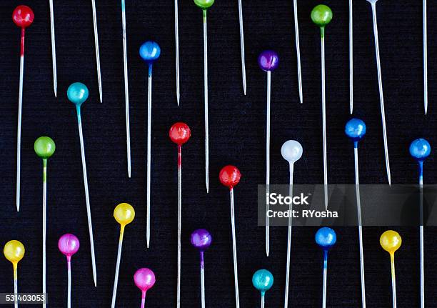 Multicolored Pins Background Stock Photo - Download Image Now - 2015, Aquamarine, Black Color