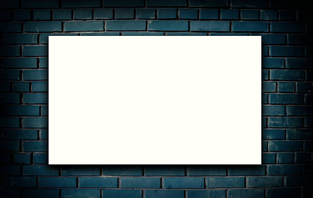istock Blank poster on blue brick wall. Outdoor advertising copy space. 531403409