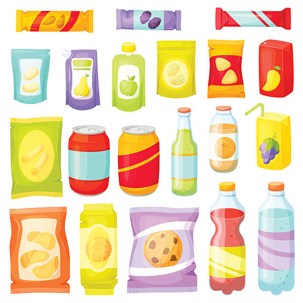 zestaw przekąska opakowaniu - cookie food snack healthy eating stock illustrations