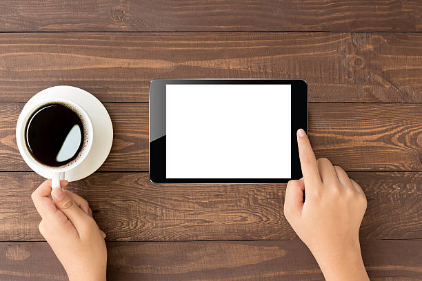 istock female touch on digital tablet blank screen on top view 531404432