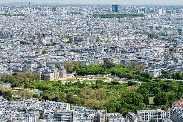 istock Paris sunny blue sky aerial view 531407242