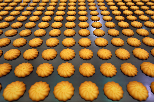 Cookies in the production line.