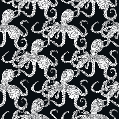 Octopus Scale Patterns Detailed Seamless Pattern With Octopus Stock Illustration - Download ...
