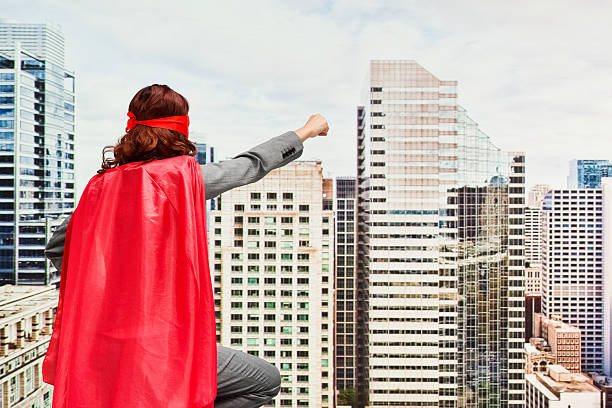 istock Rear view of superhero flying 531410628