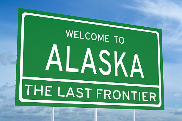 istock Welcome to Alaska state road sign 531411062