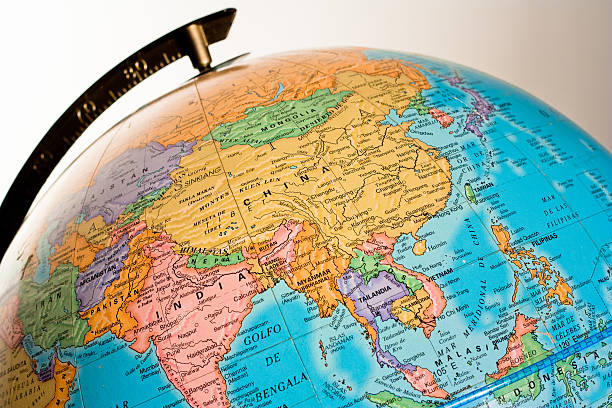 Globe showing Asia Terrestrial globe showing Asia continent geographic area photos stock pictures, royalty-free photos & images