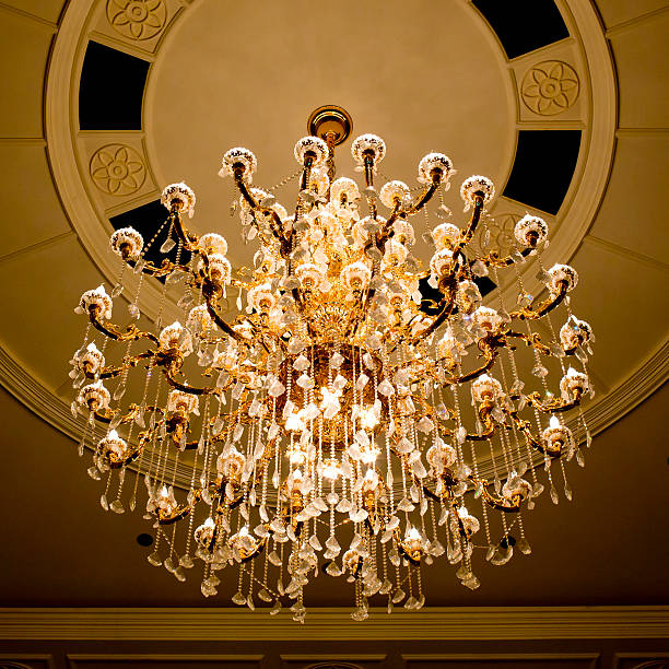 istock classical crystal chandelier hanging on beautiful ceiling 531412999