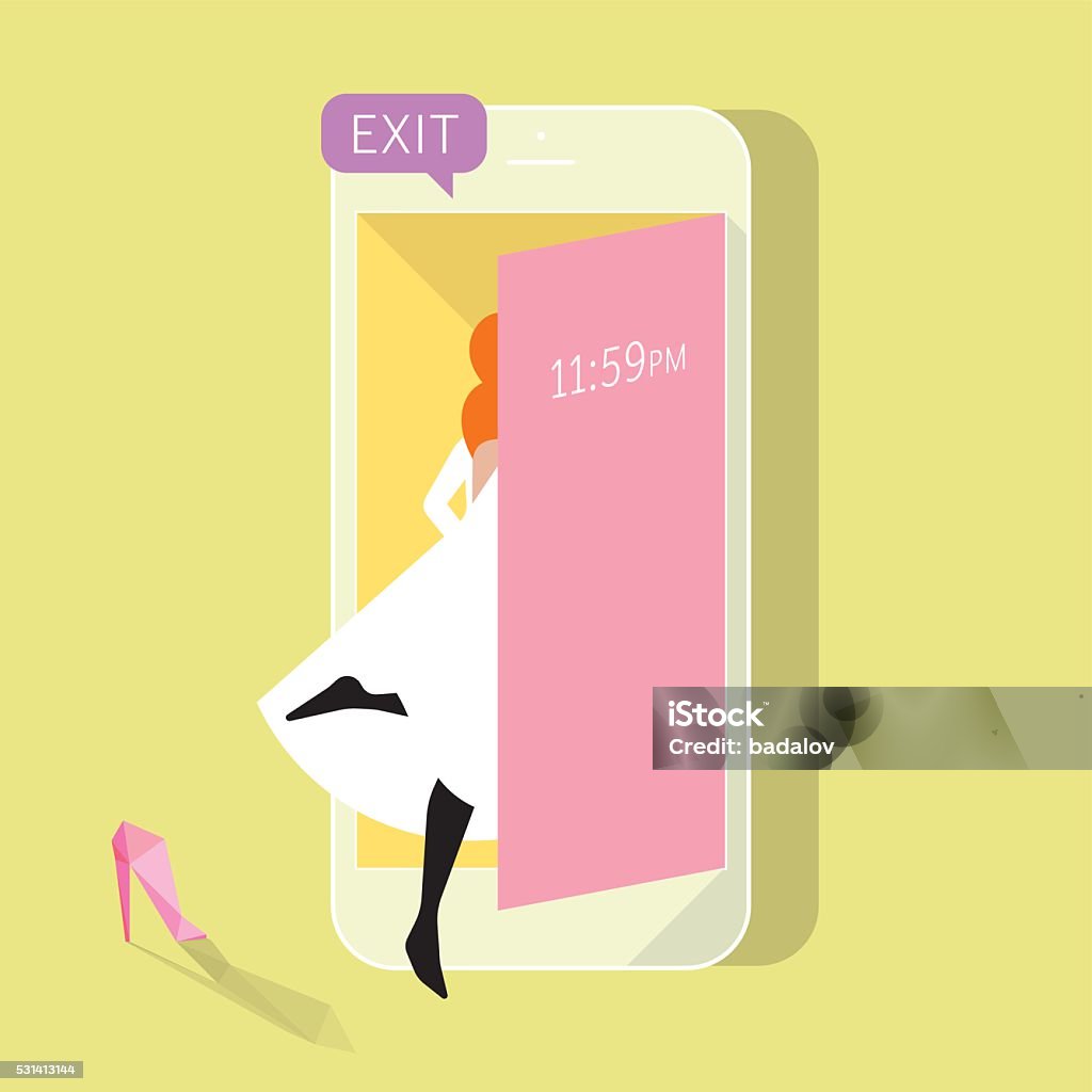 Game for the mobile device. Game is over, time is running out Game for the mobile device. Game is over, time is running out, she goes out and loses her shoe Glass Slipper stock vector