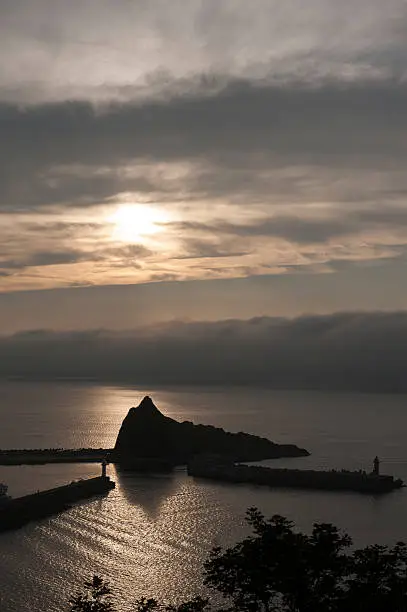 Photo of beach before sunset