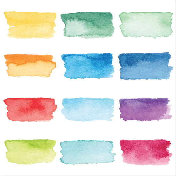 aquarell schlaganfall - aquarell stock-grafiken, -clipart, -cartoons und -symbole