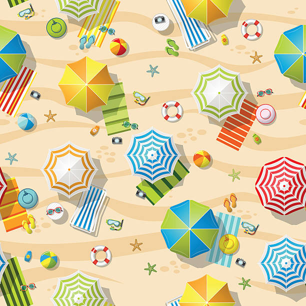 istock Seamless beach resort with colorful beach umbrellas 531414088