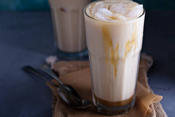 istock Iced coffee with milk in tall glasses 531414806