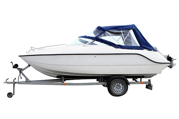 istock White motor boat with a blue awning. 531414960
