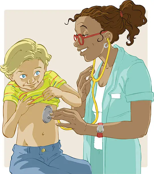 Vector illustration of child_and_pediatrician