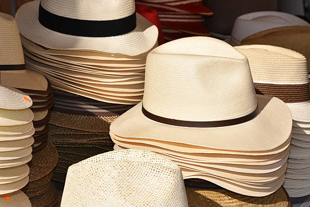 istock Brightly coloured hats on street market stall 531419362