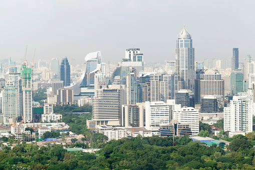 Bangkok,Thailand - November 16,2015 : Cityscape of Bangkok hi-rise building view from above at daylight on November 16,2015 in Bangkok,Thailand.
