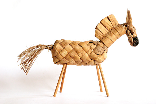 This wicker horse is made from hyacinth water